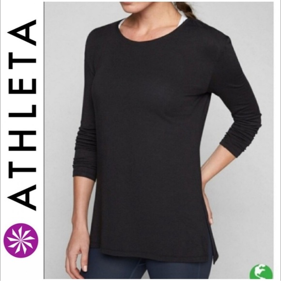 NWT Athleta Black Threadlight relaxed fit shirt.  Size XS - Picture 3 of 9